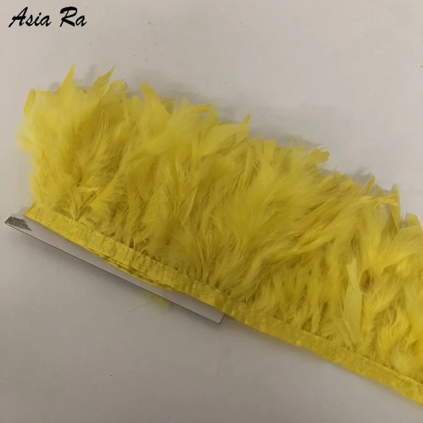 

Wholesale 2-10meters Yellow Turkey Feather Trim 4-6inch Marabou Feather Ribbon For Wedding Dress/Skirt/DIY Craft Decoration lace