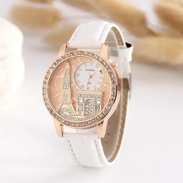 High Quality Gogoey Brand Eiffel Tower Leather Watch Women Ladies Crystal Dress High Quality Gogoey Brand Eiffel Tower Leather Watch Women Ladies Crystal Dress