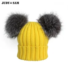 Бренд шапочки вязать Для мужчин зимняя шапка шапки капот зима Шапки для Для мужчин Для женщин Натуральный мех pom Skullies шапочки