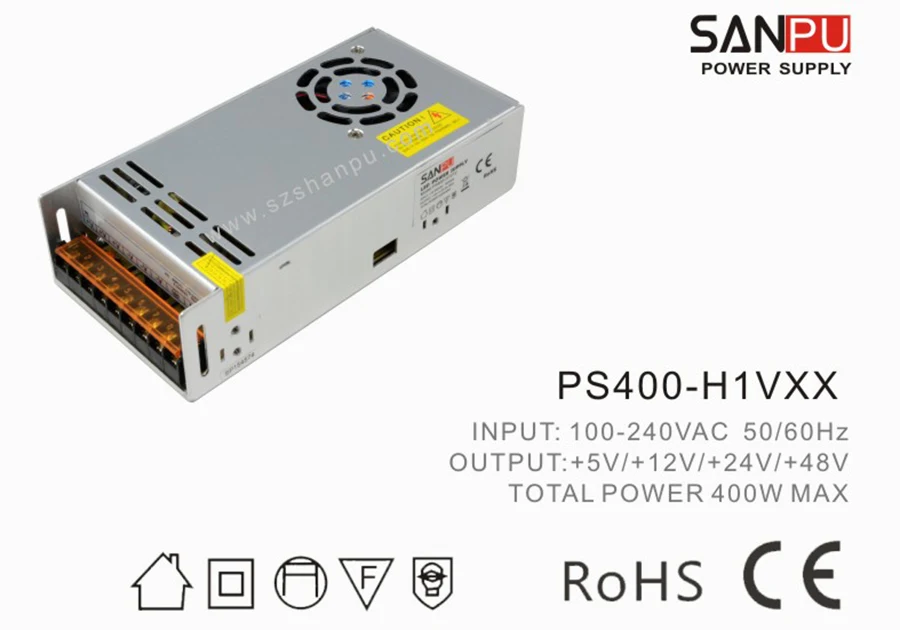 

SANPU SMPS LED Power Supply 400W 12V 33A AC DC 175-240V 12V Switching Transformer LED Driver 12V SMPS Indoor Use for Strip Light