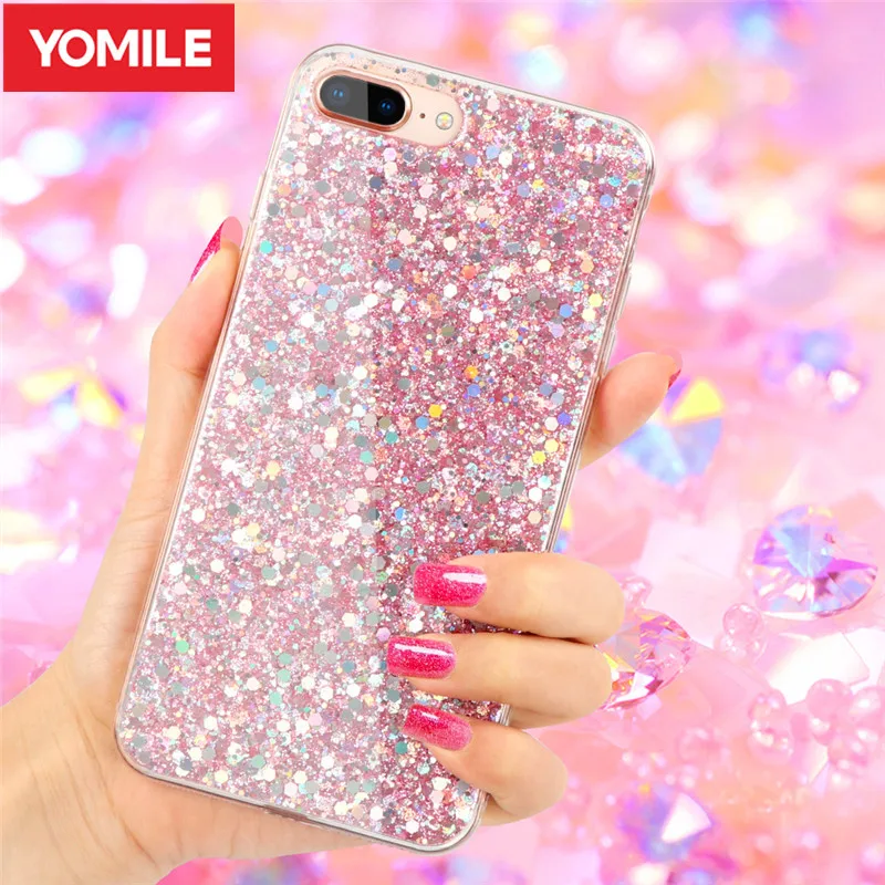 

YOMILE Glitter Phone Case For Xiaomi Redmi 5 Plus Note 5 Pro Bling Soft Back Cover For Xiaomi Mi 8 8 SE Shining Silicon Coque