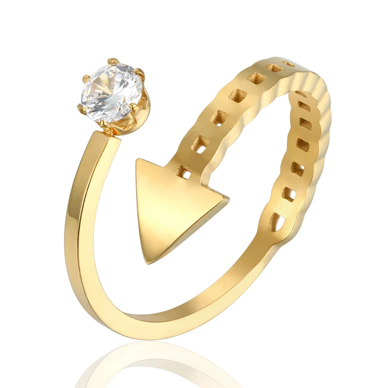 

New Design Beautiful Crystal And Arrow Punk Ring For Women Stainless Steel High Quality Woman Gold Jewelry Anillo Gift
