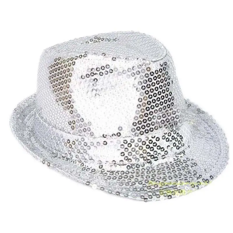 Glitter Sequin Hat MJ Fancy Dress Trilby Hen Party Gangster Bowler Dance Cap 