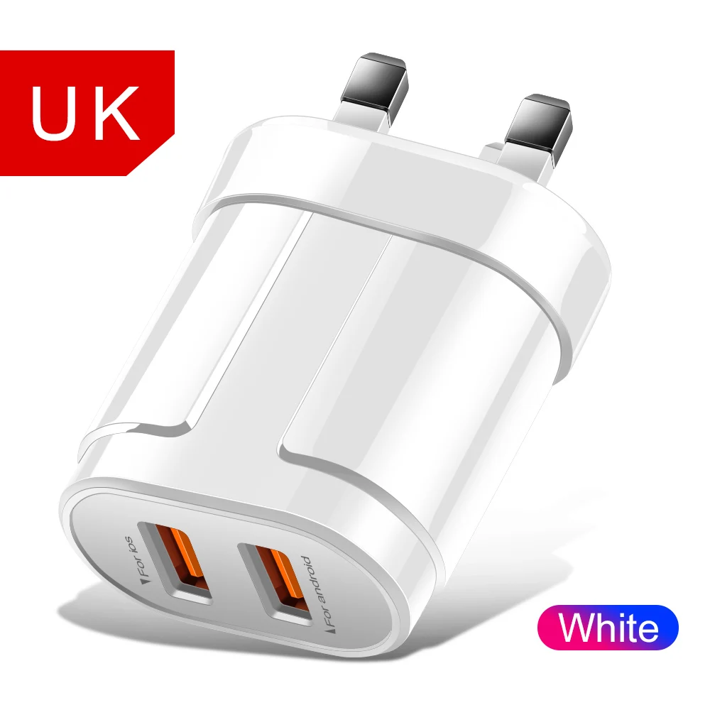 White UK Plug Suhach Dual USB зарядное устройство 5 в 2,4 А Быстрая зарядка настенное зарядное устройство адаптер ЕС Разъем для мобильного телефона для iphone ipad mini samsung Xiaomi - Тип штекера: White UK Plug