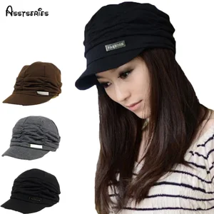 Корейская Весенняя версия и зимняя шапка женская мода драпировка нежные женские шапки 3 сплошной цвет Бесплатная доставка 6,5 - изображение