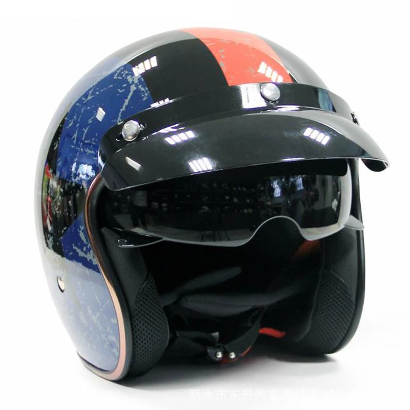 Мотоцикл Jiekai шлем 3/4 с открытым лицом Винтаж Casco мото реактивный скутер