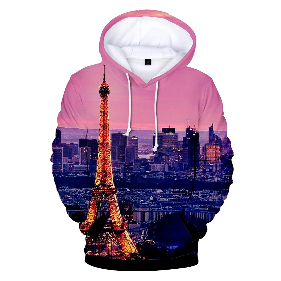 

Fashion Paris Eiffel Tower printed 3d hoodies Sweatshirt men women Hoodie top casual Long Sleeve sport unisex 3D Hooded pullover