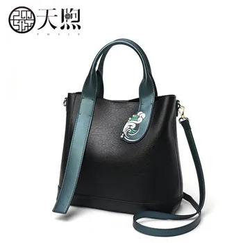 

Pmsix 2020 New women Leather bags famous brand women Leather handbags fashion Black Bucket bag tote women leather Shoulder bag