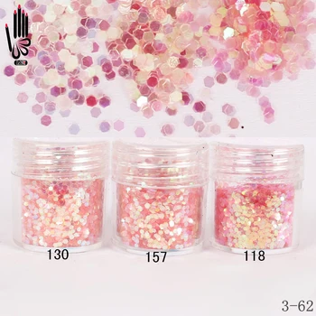 

1 Jar/Box 10ml Nail Beauty Light Pink Red Nail Glitter Hex Sequins Powder Paper For Nail Art Decoration Optional 300 Colors 3-62