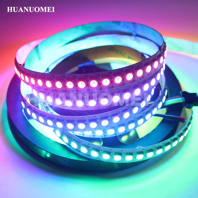 2 м 144 светодиодный s/M APA107 светодиодный пиксель RGB светодиодные полосы света, 5050 SMD RGB Светодиодные ленты лента огни, вход DC5V, белый/черный