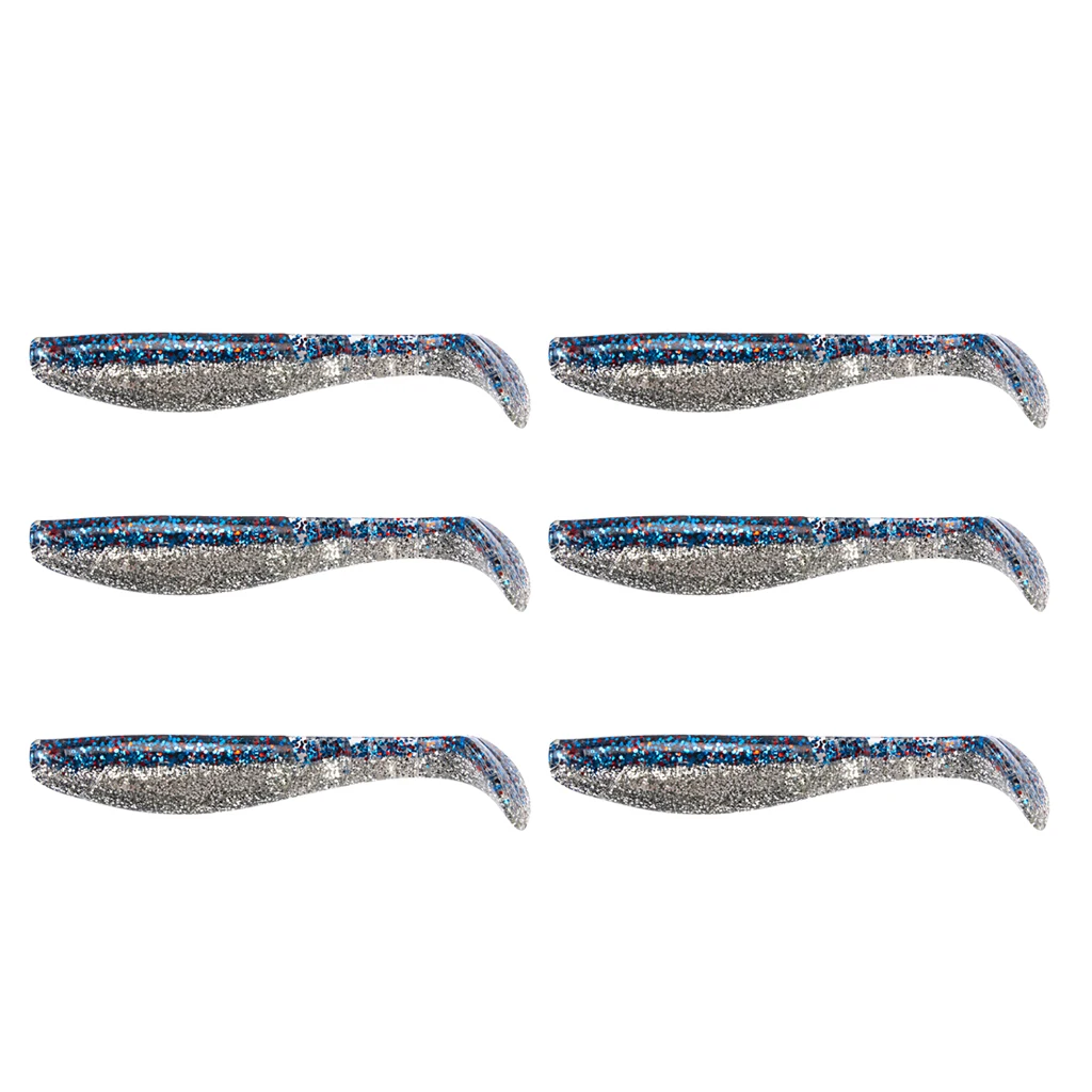 6pcs Swimbaits Minnow/Shad Paddle Tail Worms Soft Fishing Lures Baits for Saltwater and Freshwater Bass Trout Walleye Lure