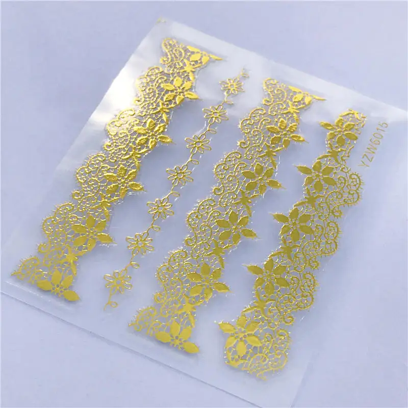FWC блестящие 3D золотые наклейки для ногтей с золотым блеском, клеящиеся цветы, лоза для маникюра, смешанные наклейки для ногтей - Цвет: YZW6015