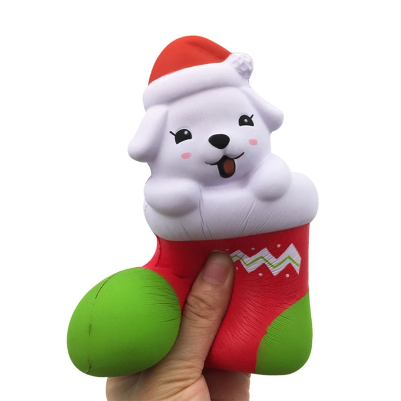 Squishy Slow Rising 15cm Christmas Socks Dog kawaii Squishy Jumbo Unpack the toy Charms Squeeze Phone Strap Squish kid Juguetes