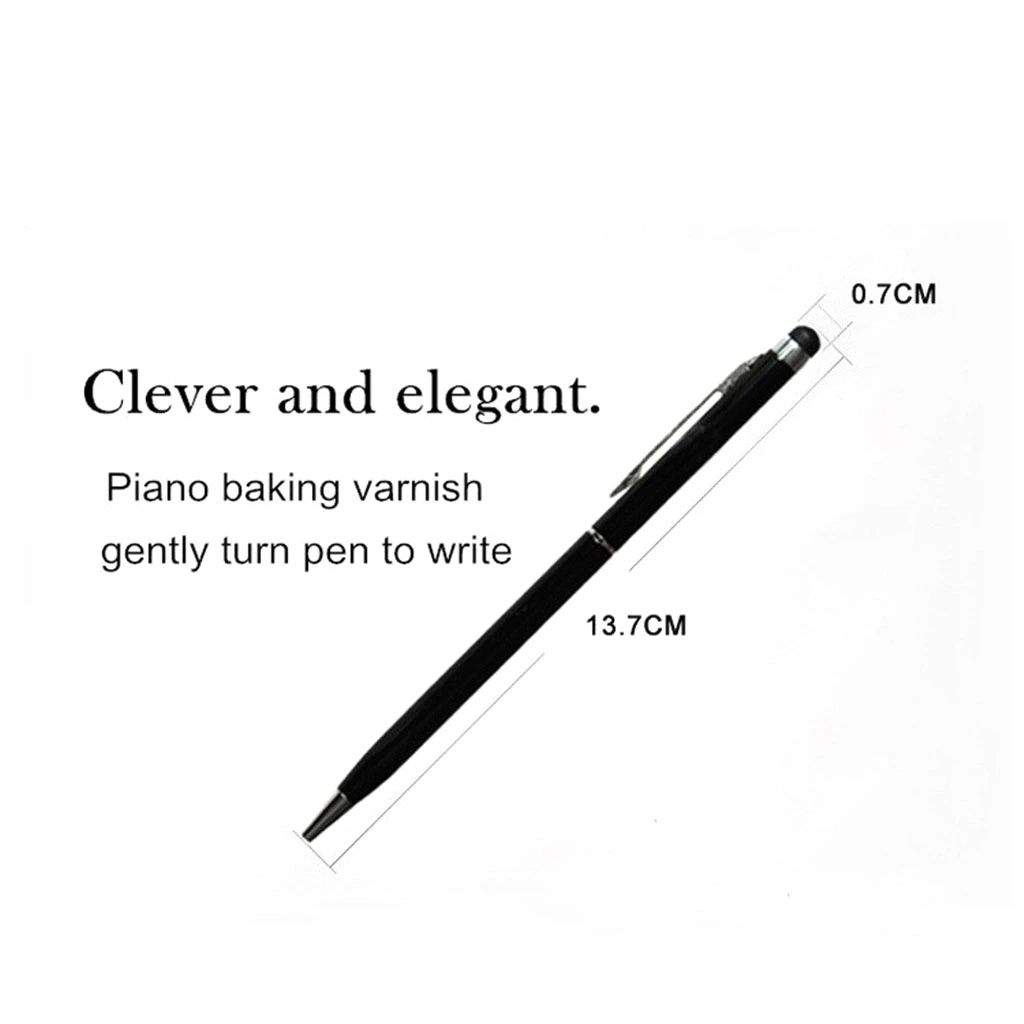 10x 2in1 Capacitive Stylus Pen/ Ballpoint Touchscreen Hand Writing Pen Black