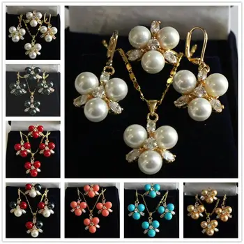 

8mm South Sea Shell Pearl Round Beads Earrings Ring Pendant Necklace Set AAA+ jade