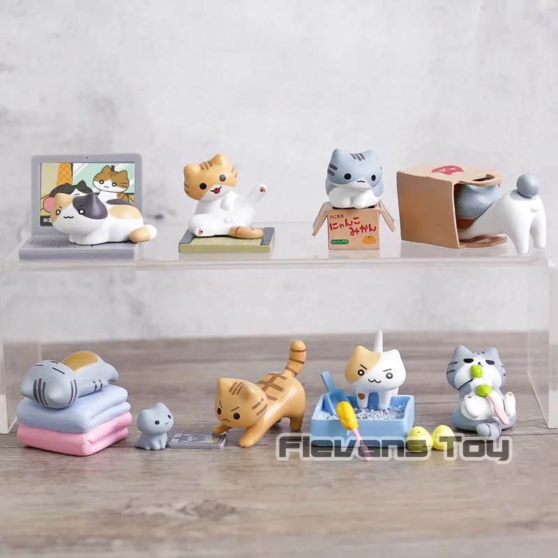 

Japan Game Cartoon Kawaii Neko Atsume Nekono Kyuujitsu 2 Cats Kitty Mini PVC Figures Toys Dolls 8pcs/set