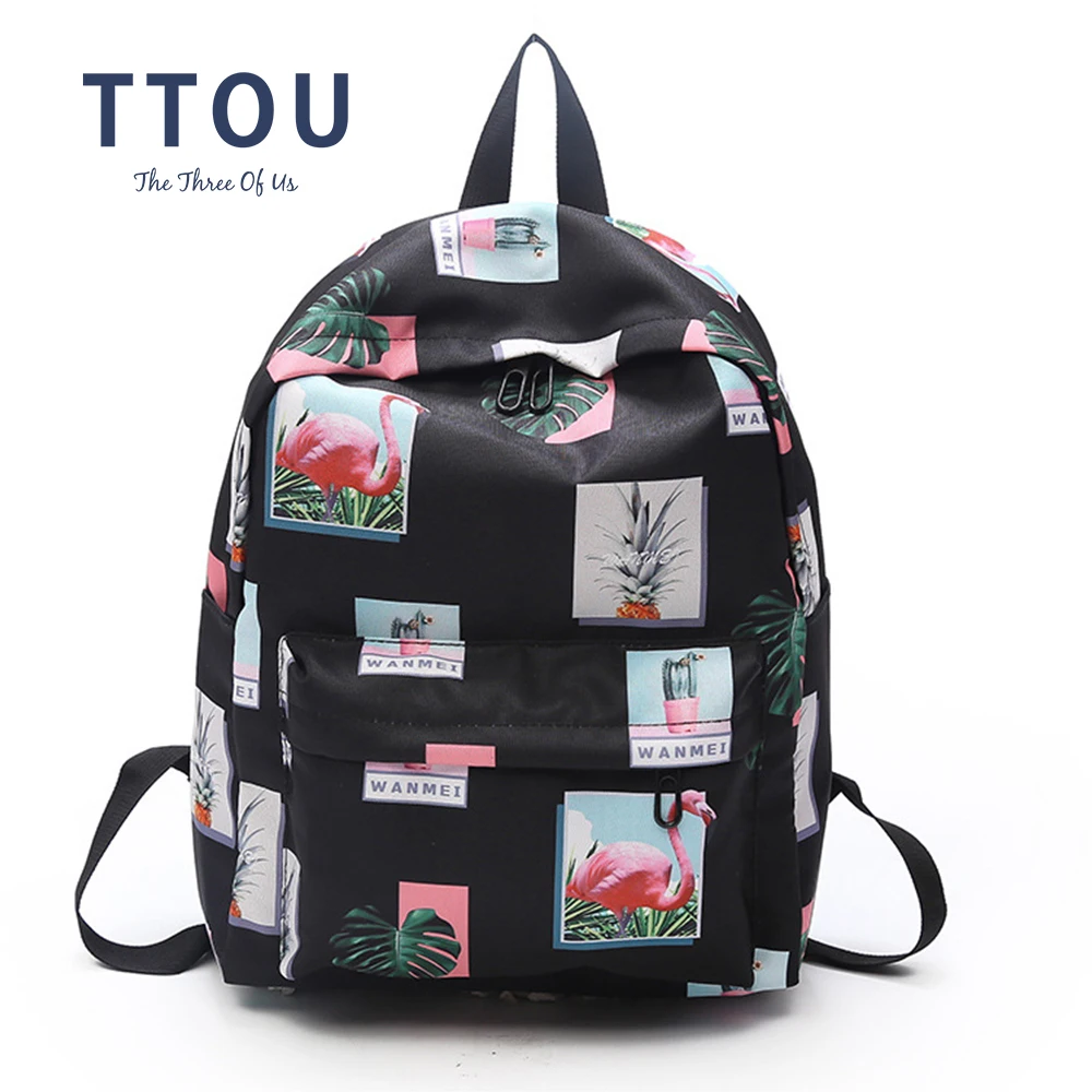

TTOU Original Designer Flamingo Backpacks Women Bags Fashion Flamingo Printing Backpack For Teenage Girls Laptop Backpack