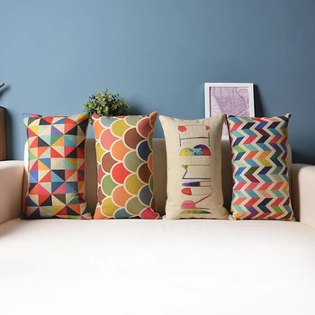 

Decorative Throw Pillow Cushion Cover Geometric Lumbar Colorful Gift Cushions Home Rectangle