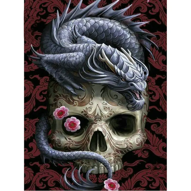

Full square Diamonds embroidery Dragon diy 5d Diamond Paintings Cross-Stitch Cartoon skull Crystal pastes mosaic room decoration