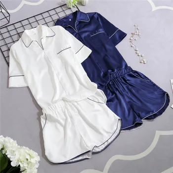 

New Summer Sexy Pajamas Robe Sleep Sleepwear Sets Womens Shirt Pants Suit Casual Home Wear Nightwear Bath Gown Nightgown M-XL
