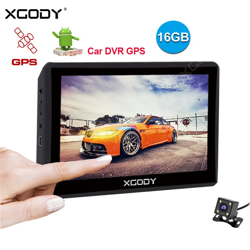 

Xgody Android Dash Camera With Rear View Camera Car Gps Navigation 512M+16GB Dual Lens Dvr Dashcam Video Recorders Navigator Cam
