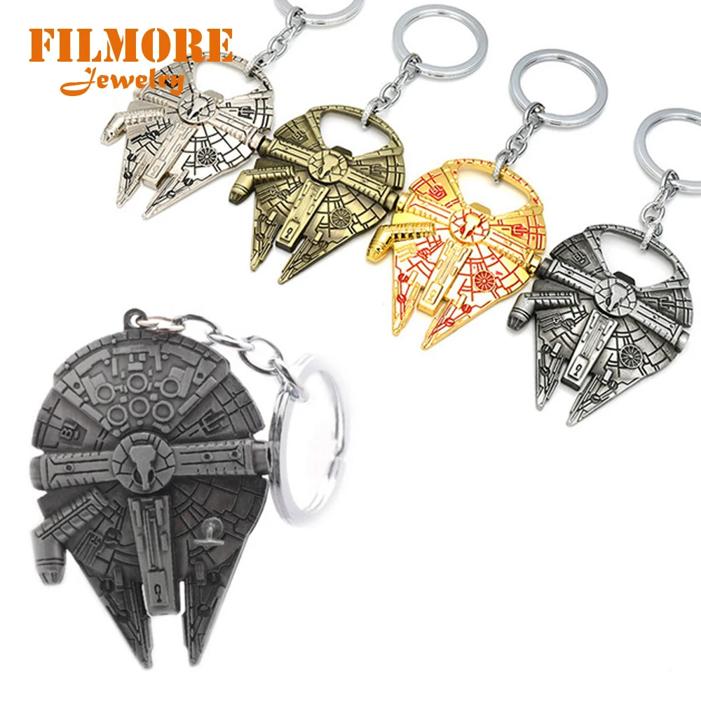 

Hot Movie Star Wars Bottle Opener Keychain Spacecraft Ship Marks Space Ship Warships Model KeyRing Men Jewelry Chaveiro Gift