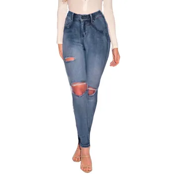 

Women's Fashion Large Size Pencil Pants Retro High Waist Pocket Trousers Casual Trousers 2020 New Skinny Sexy Stretch Jeans