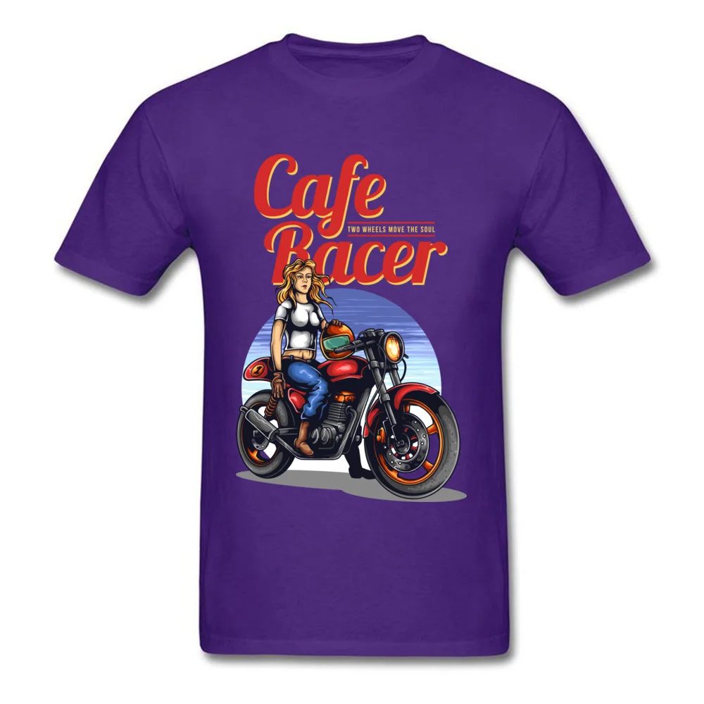 Cafe Racer 2018 Popular Men T-Shirt O-Neck Short Sleeve 100% Cotton Tops Shirt Printed Tops Shirts Free Shipping Cafe Racer purple