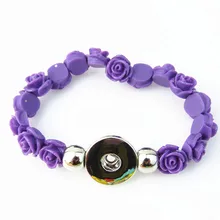 Высокое качество оснастки кнопку beacelet пурпурная роза цветок 18 мм Моды оснастки ювелирные изделия