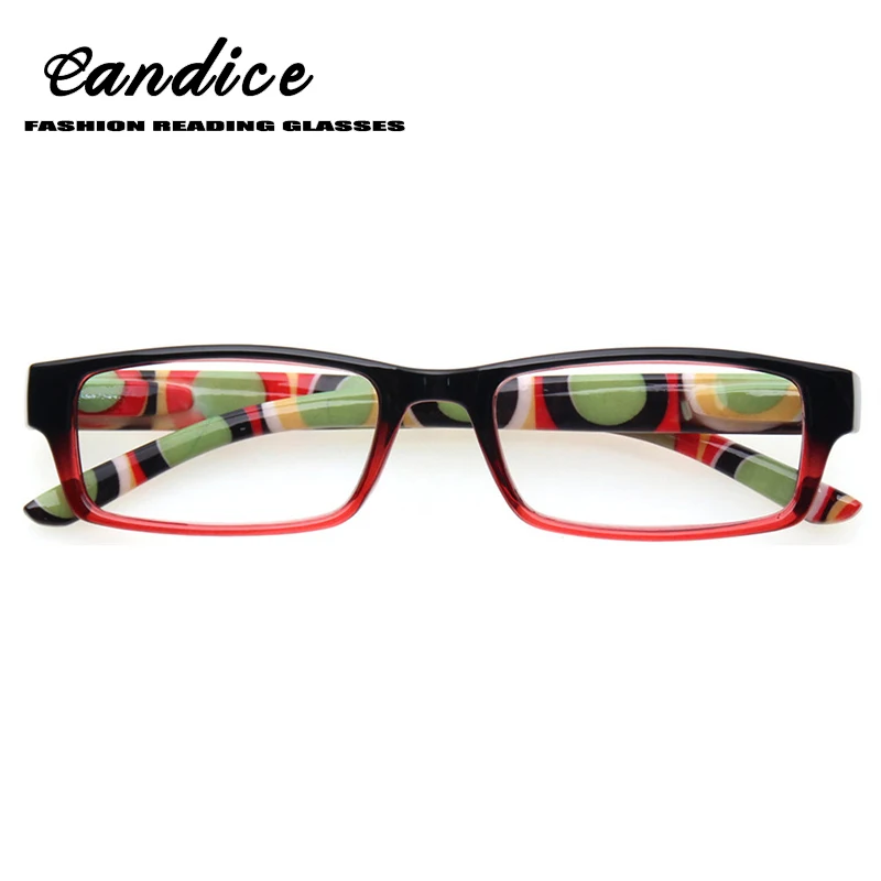 

Fashion rectangular Reading Glasses Women spring hinge printed Temple Readers Plastic eyeglasses frames