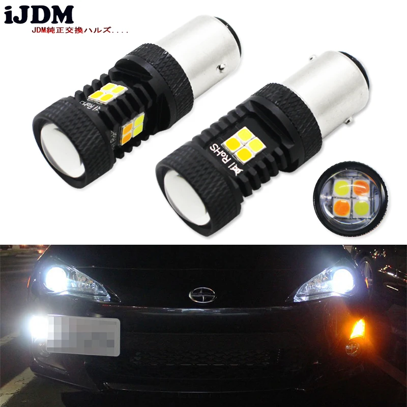 IJDM 1157 LED Сверхъяркие 3030 чипсет белый/желтый BA15s S25 светодиодные лампы с проектором