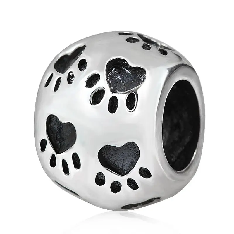 Soulbead Fit Pandora талисманы Серебро 925 стерлингового серебра собака подвеска с принтом в виде Лапы Pet Pawprint бусины браслет