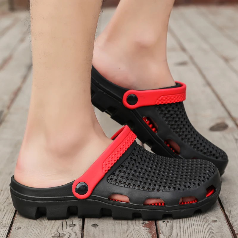 Crocse Crocks/мужские сандалии для бассейна; летняя Уличная обувь для пляжа; мужские садовые Сабо без застежек; Повседневная водонепроницаемая обувь для душа; Crock
