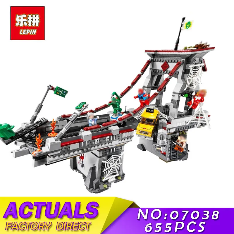 

New LEPIN 07038 1165Pcs Super Hero Serie Spiderman Web Warriors Bridge Battle Model Building Blocks Bricks Kid Education Toys