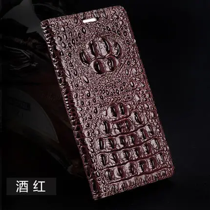 Роскошный чехол-книжка из натуральной кожи с текстурой крокодиловой задней панели для huawei Honor7, чехол для телефона ручной работы - Цвет: 08-Dark red