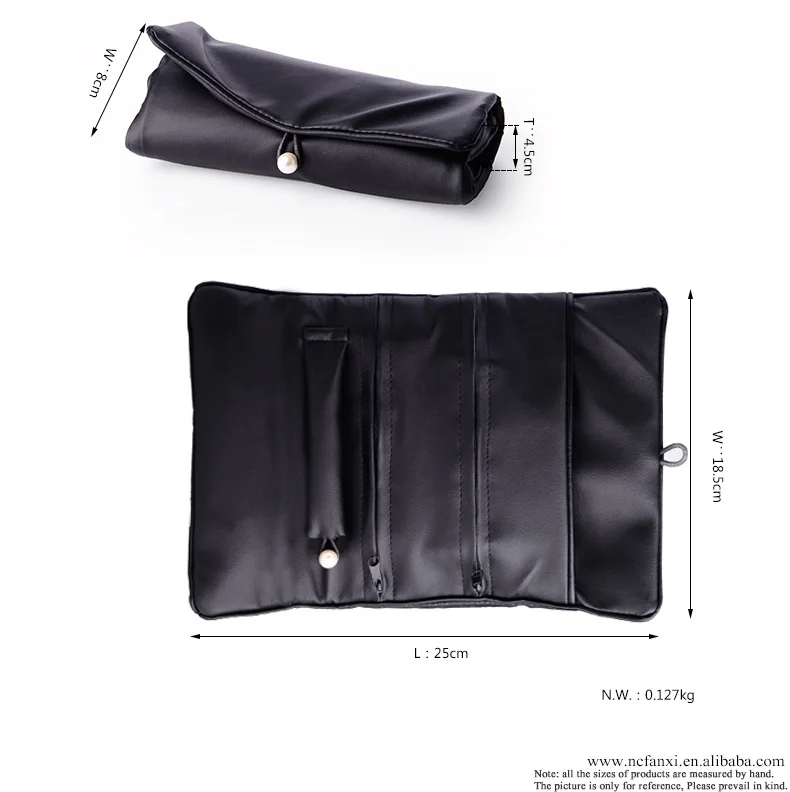 Oirlv Black Leather Travel Jewelry Pouch Watch Bracelet Storage Bag (16)