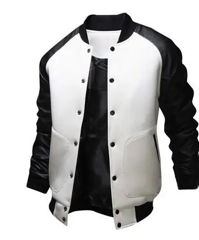 Günstig Cool Hochschule Baseball Jacke Männer 2017 Mode Design Schwarz Pu leder Sleeve Herren Slim Fit Varsity Jacke Marke Veste Homme