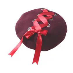 2017 сладкий Для женщин берета женский мягкая Macaron Цвет ленты на шерстяной берет британский стиль с перекрестными ремешками бантом Обувь для