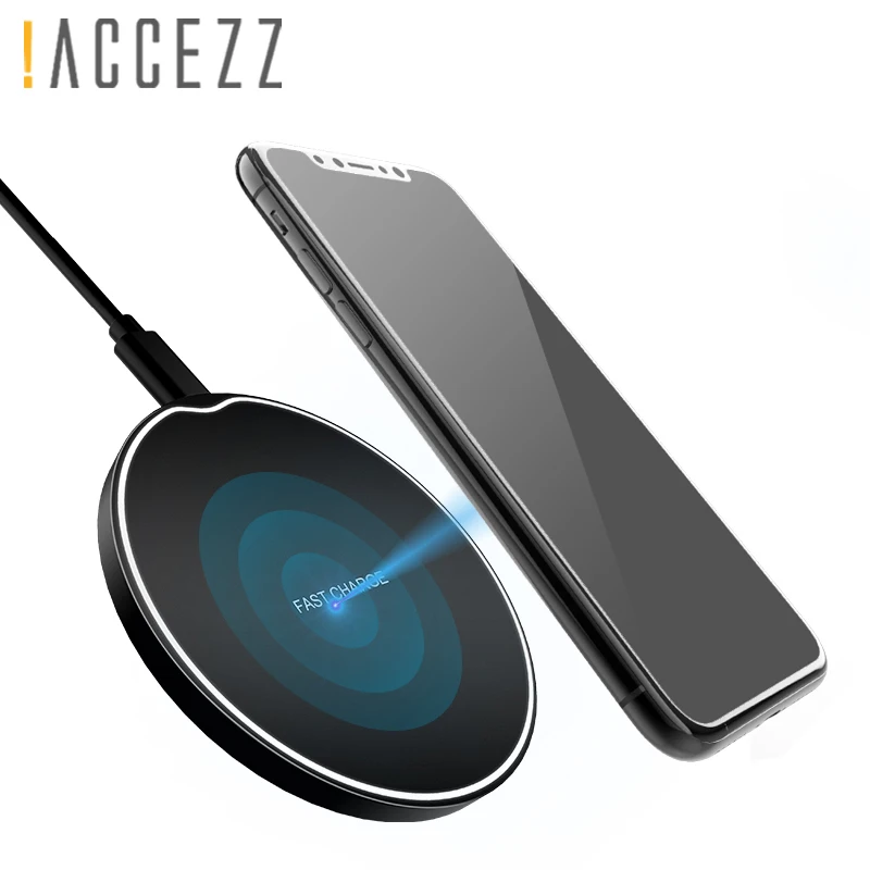 ! ACCEZZ 10 Вт Быстрое Qi Беспроводное зарядное устройство для iPhone X 8 Plus samsung Galaxy S9 S8 S7 S6