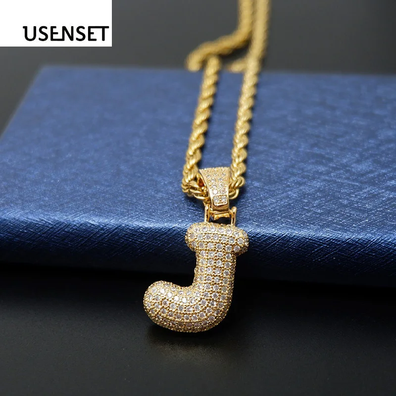

USENSET Hot Mens Hip Hop Zircon Jewelry Iced Out Gold Silver Fashion Bling Bling Letter J Charms Pendant for Gift