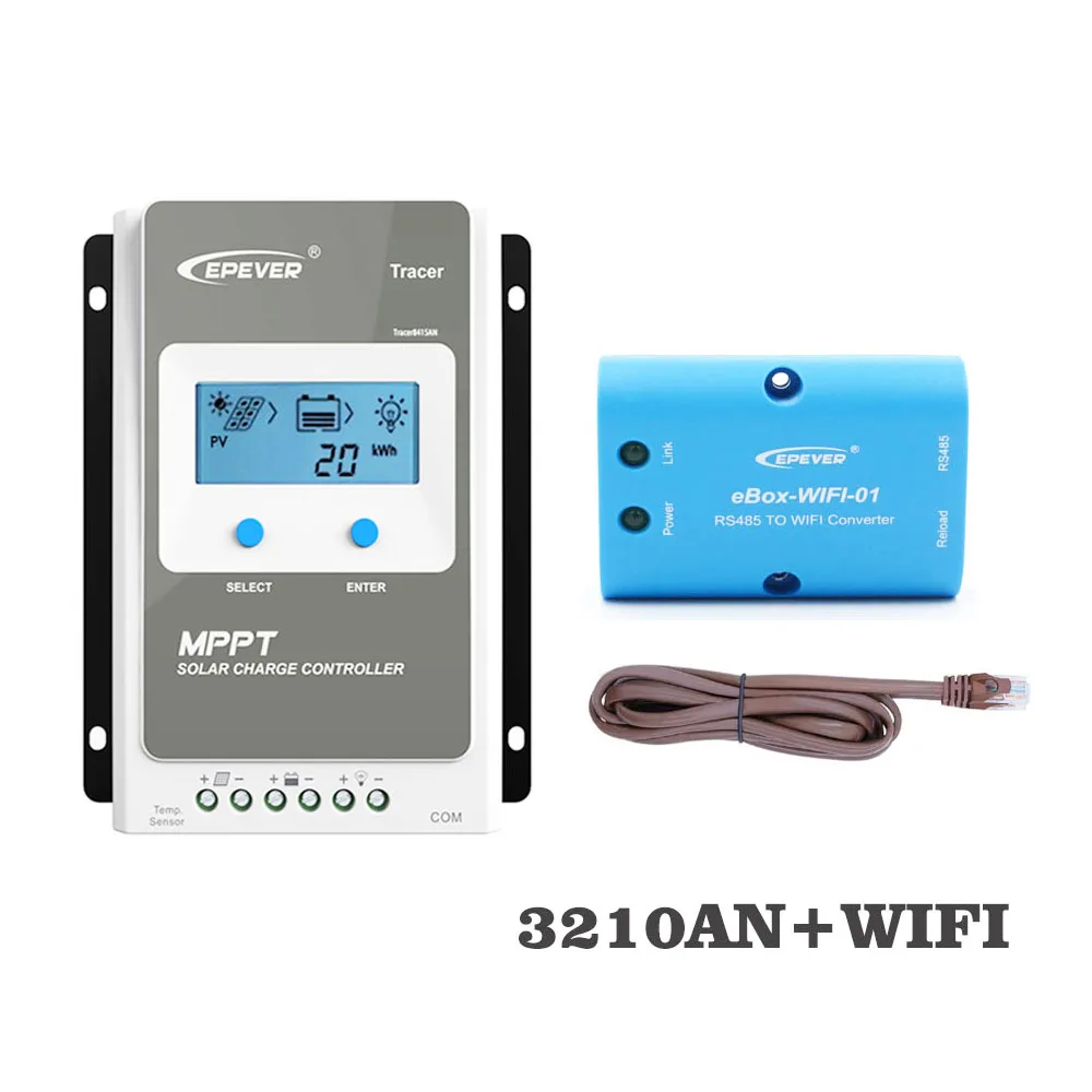 

Tracer3210AN WIFI Mobile phone APP eBox-WIFI-01 30A MPPT Solar Charge Controller cell battery charger control 3210AN 3210A