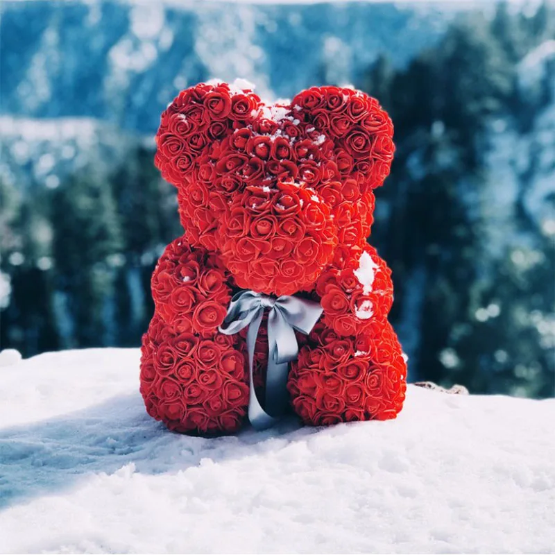 

Artificial Flowers Rose Bear Multicolor Plastic Foam Rose Teddy Bear Girlfriend Valentines Day Gift Birthday Party Decoration