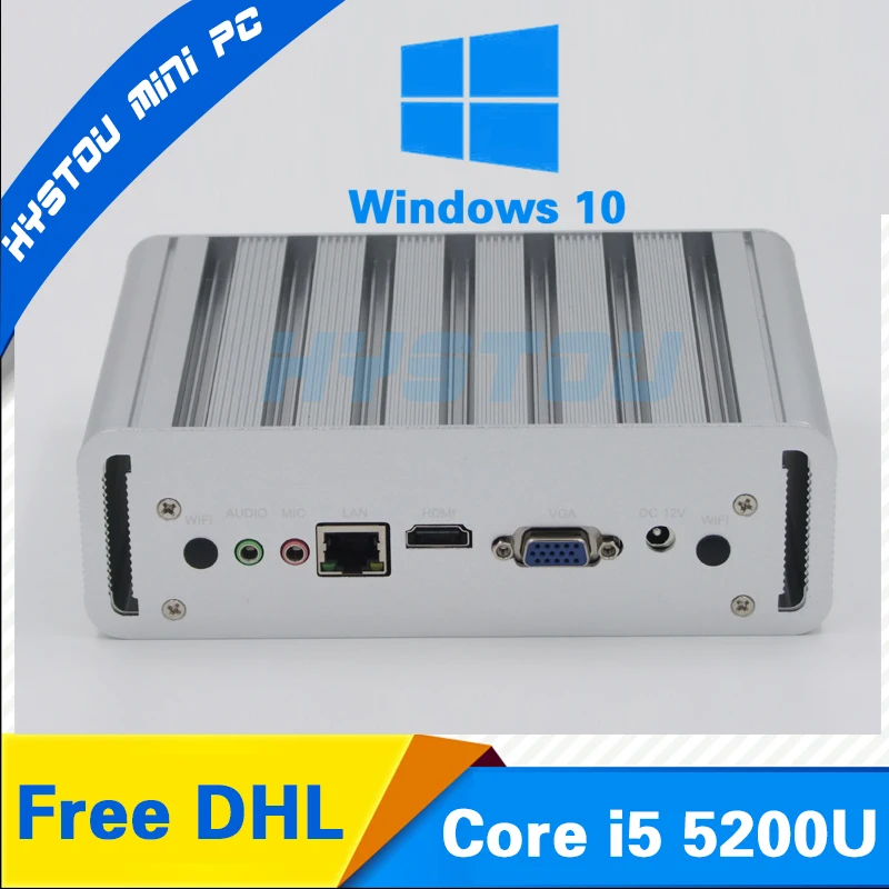  Intel Core i5 5200U Fanless Mini PC Windows 8GB RAM 512GB SSD Intel HD Graphics 5500 Linux Barebone System 4K PC Portable Win 10 