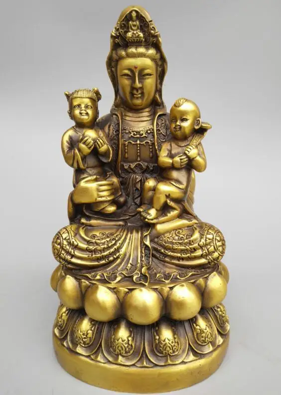 China Pure brass Guanyin bodhisattva Buddha small pendant