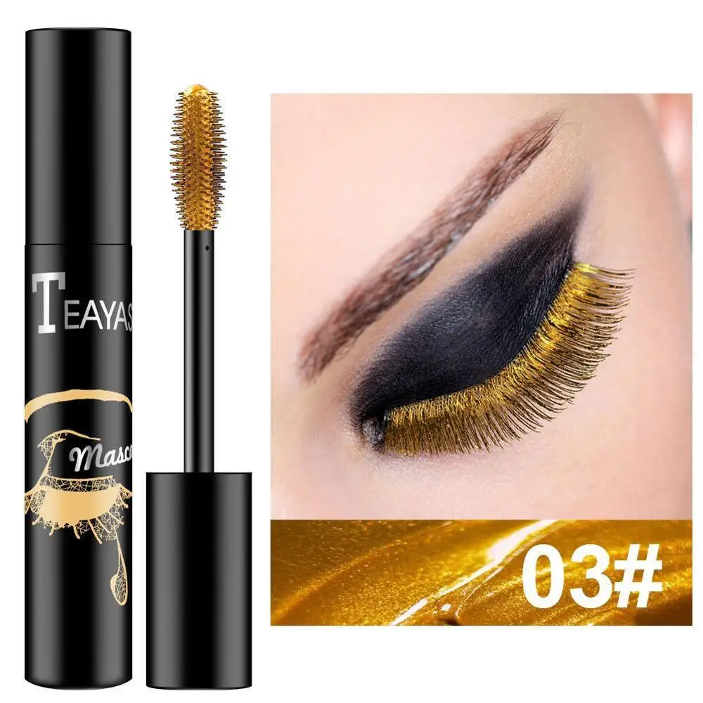 

Professional 1PC Colored Mascara Waterproof Easy Remove Blue Purple Gold Black Lengthen Eyelashes Color Mascara