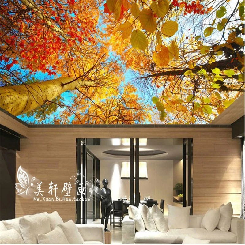 

beibehang Custom mural Autumn leaves nature landscape sun background of wall paper ceiling 3d mural wallpaper for walls