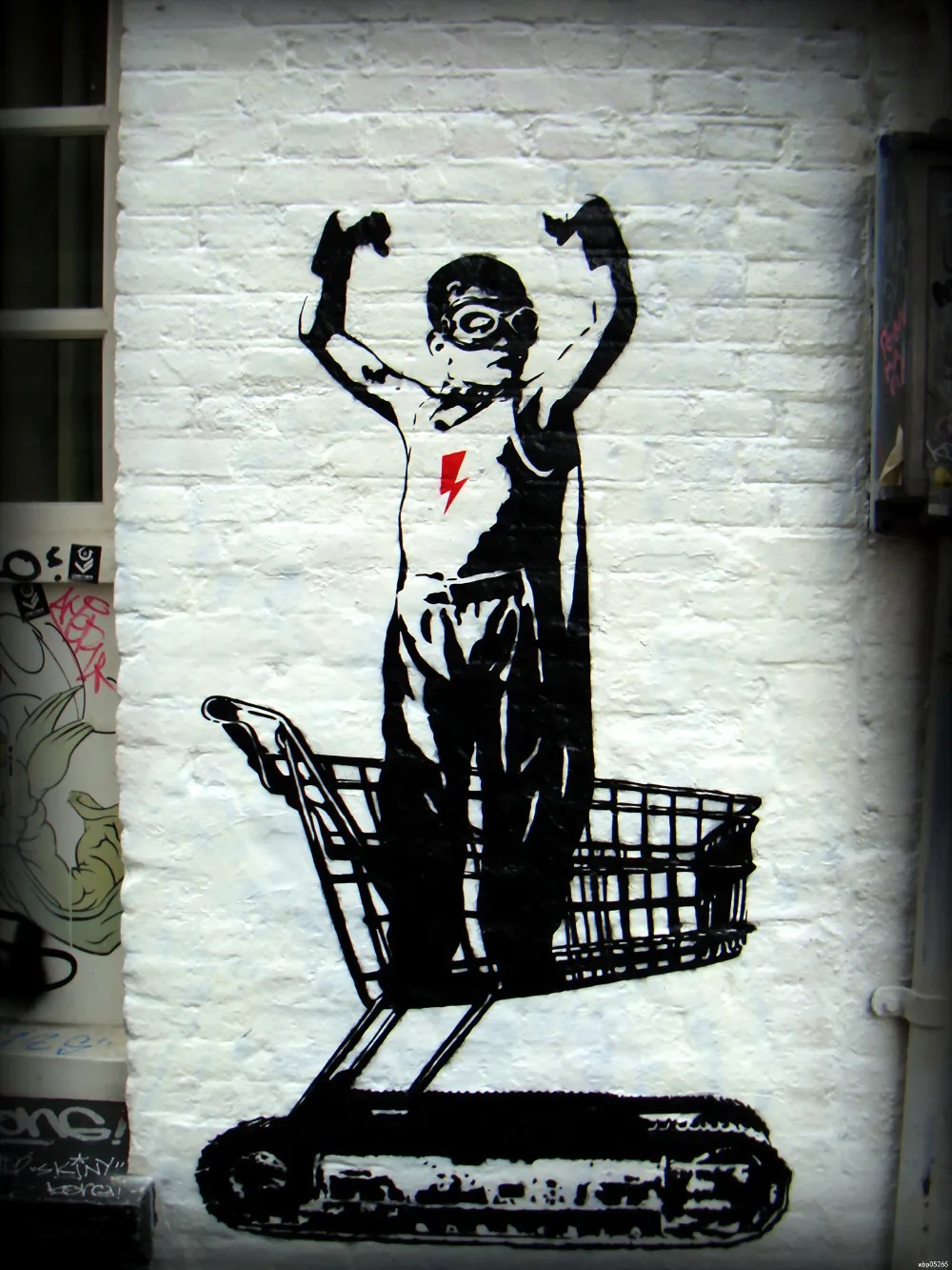  Shopping Cart Superhero Boy Banksy Graffiti Art printing 