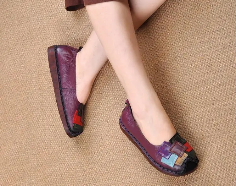 2018 Fashion Women Shoes Genuine Leather Loafers Women Mixed Colors Casual shoes Handmade Soft Comfortable Shoes Women Flats NEW (13)