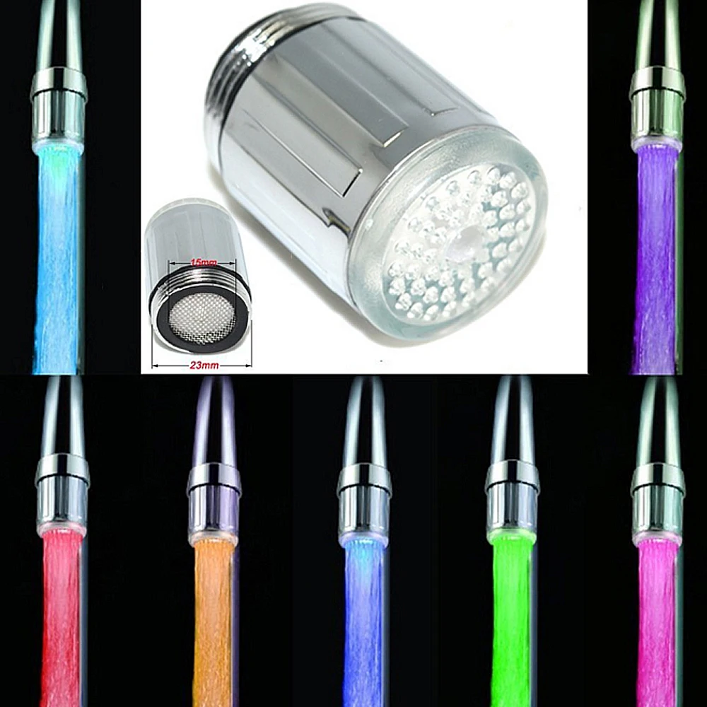 

LED Water Faucet Stream Light 7 Colors Changing Glow Shower Tap Head Kitchen Temperature Sensor