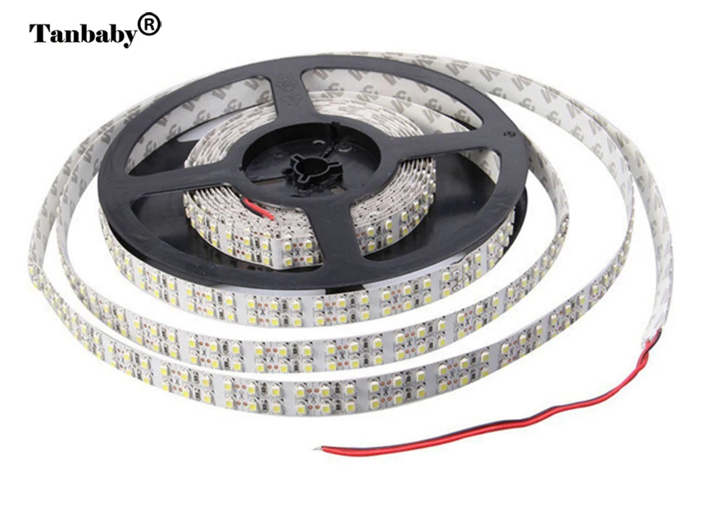 240 led/M 3528 Светодиодная лента двухрядная 5 м 1200led гибкая лента DC12V теплый/белый не водонепроницаемый домашний внутренний светильник